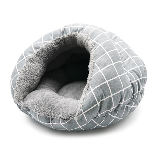 DOGO Burger Bed Small Dog Snuggle Bed - Gray Lattice