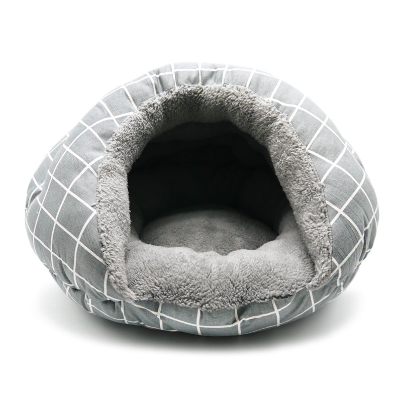 DOGO Burger Bed Small Dog Snuggle Bed - Gray Lattice
