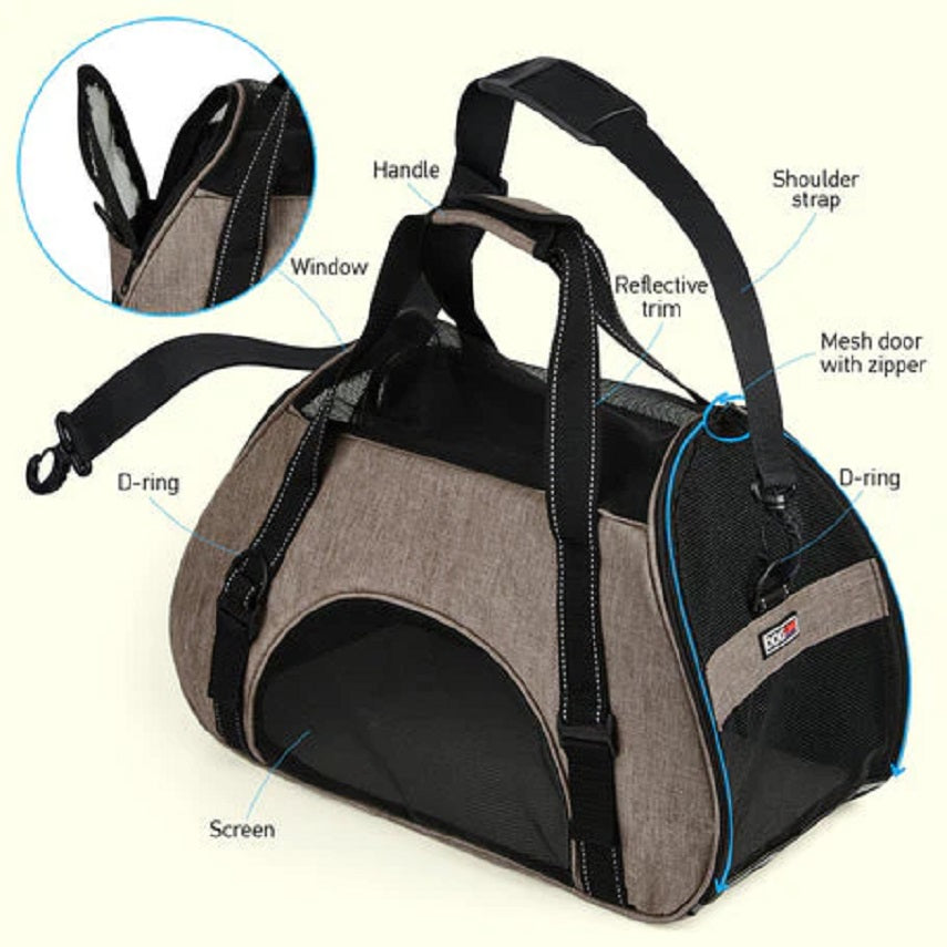 DOGLINE Pet Carrier Bag - Grey (Small)