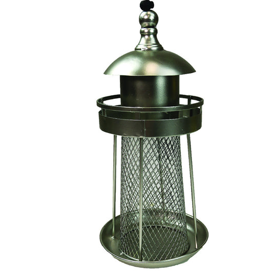 Heath Lighthouse Metal Bird Feeder - Silver
