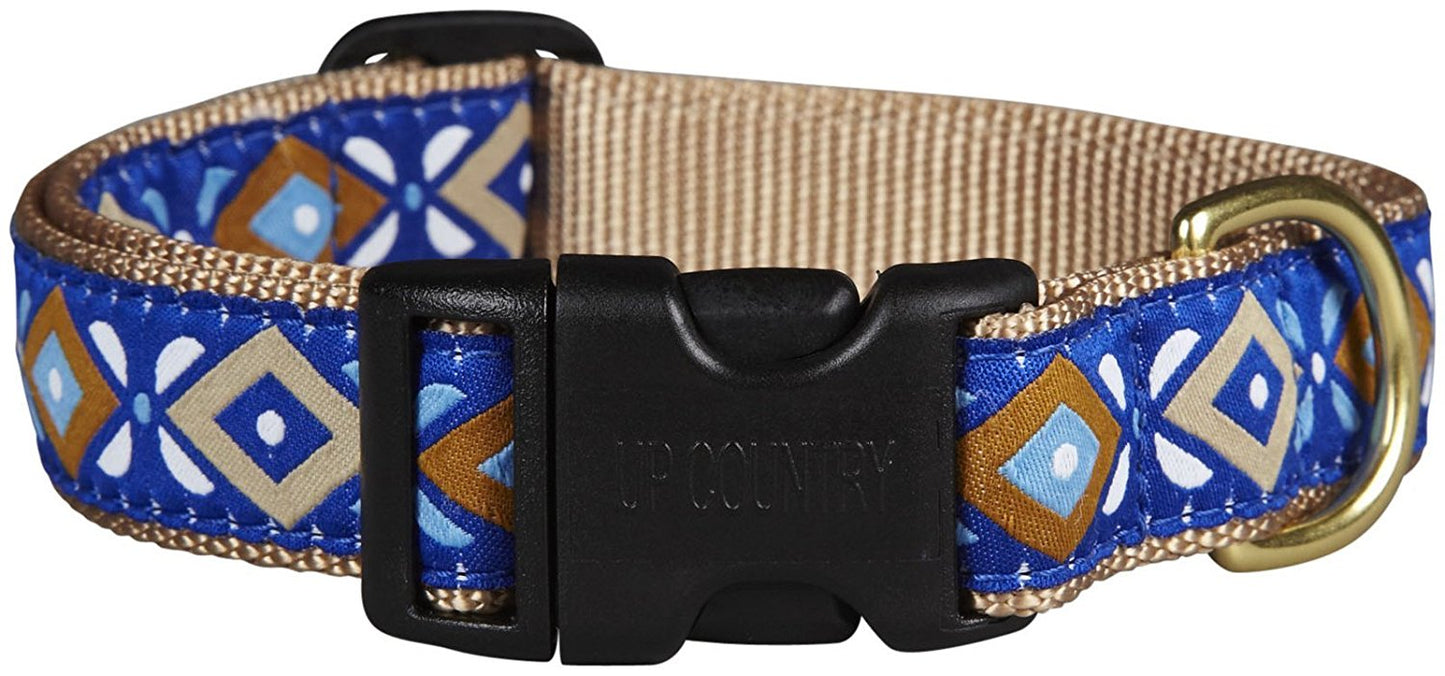 Up Country Aztec Blue Dog Collar - Medium