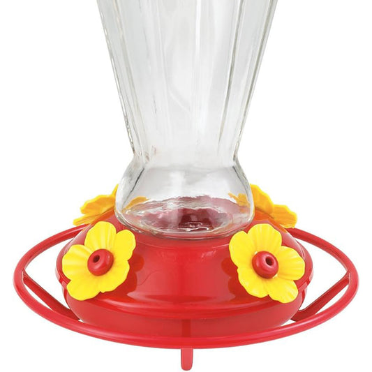 More Birds Royal Glass Hummingbird Feeder - Red/Clear (28 Ounce)