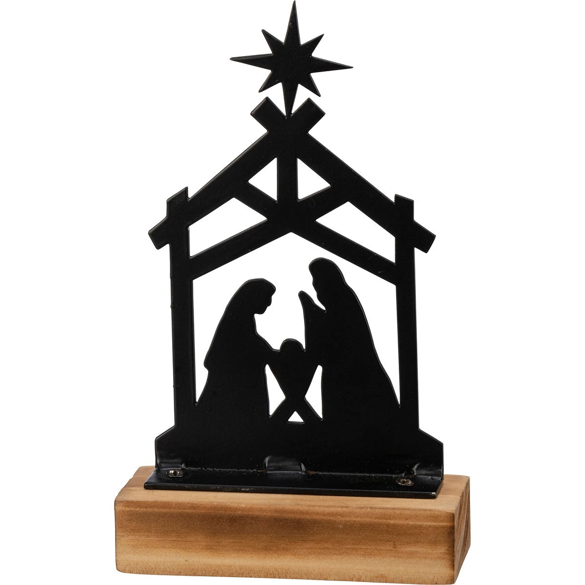 Primitives By Kathy Natività – Cartello In Legno Con Presepe In Rilievo E Effetto Neve