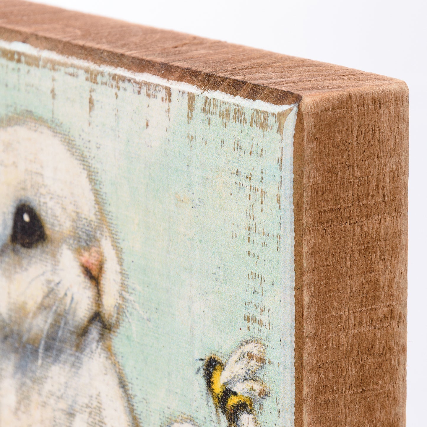 Primitives by Kathy White Bunny Home Décor Easter Block Sign