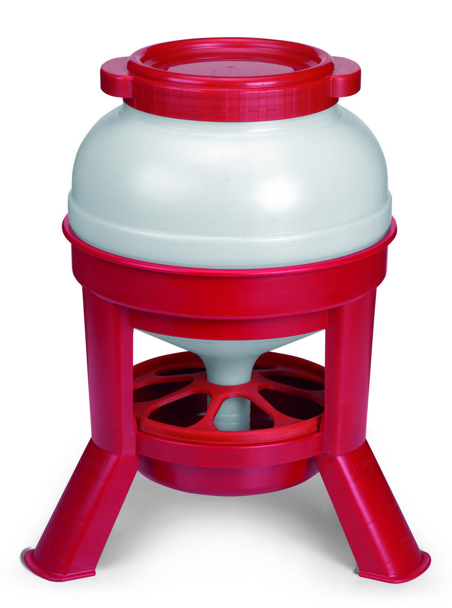 Little Giant Plastic Gravity Fed Poultry Dome Feeder - 35 LB (Red/White)