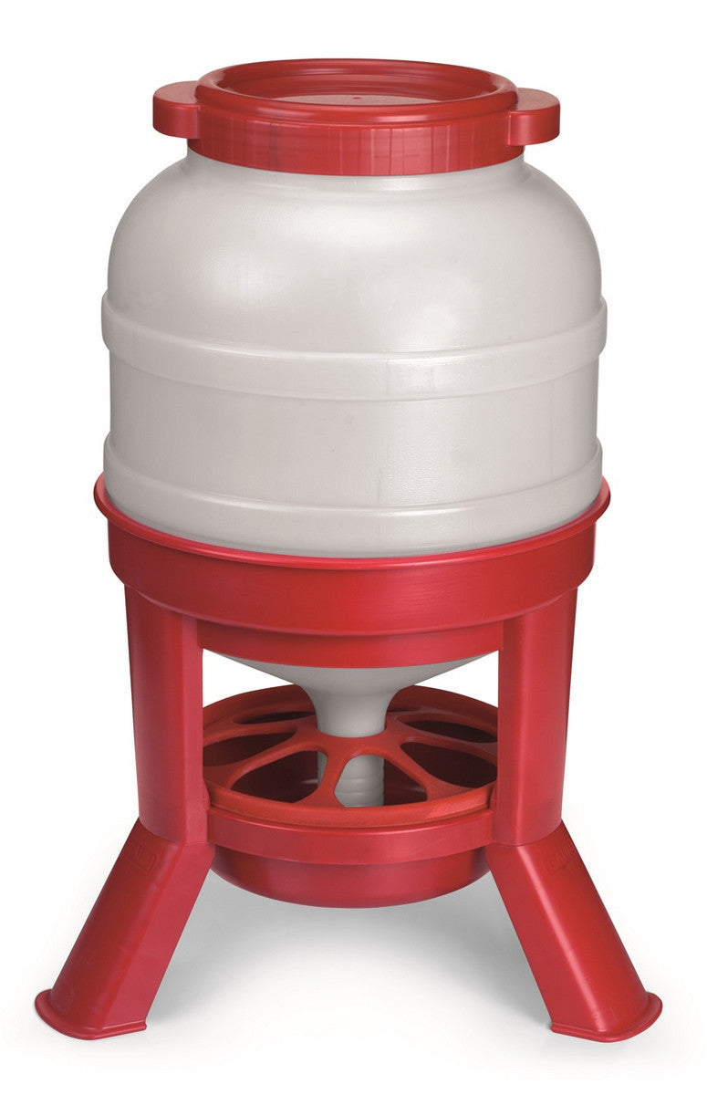 Little Giant Plastic Gravity Fed Poultry Dome Feeder - 45 LB (Red/White)