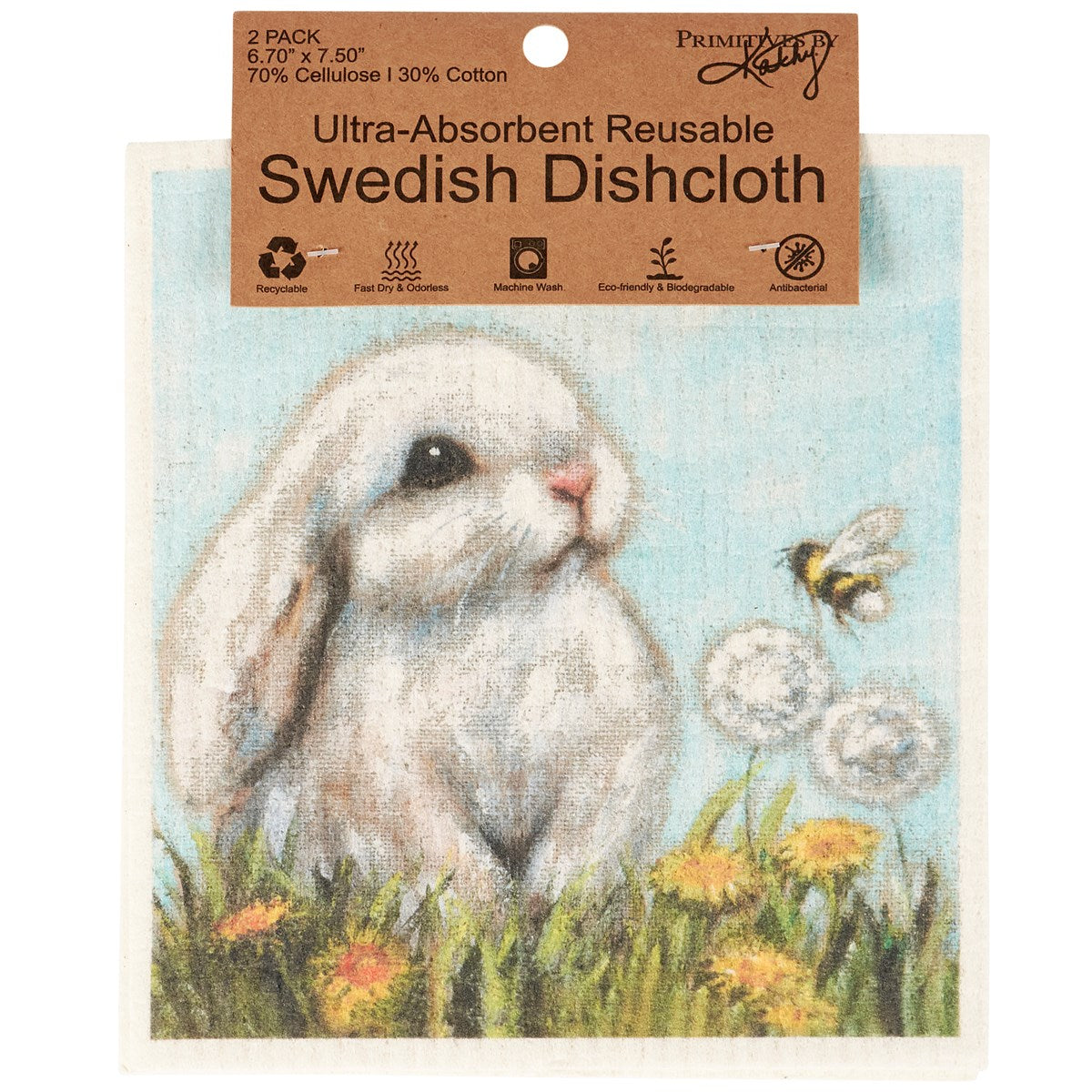 Primitives by Kathy White Bunny Swedish Dishcloth Set