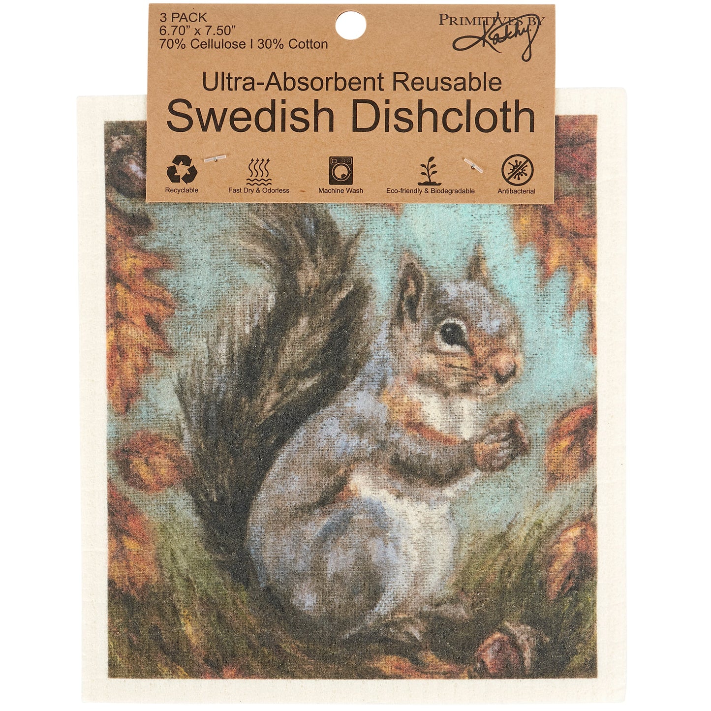 Primitives By Kathy Fall Woods Swedish Cloth Set - 6.75" x 7.50"