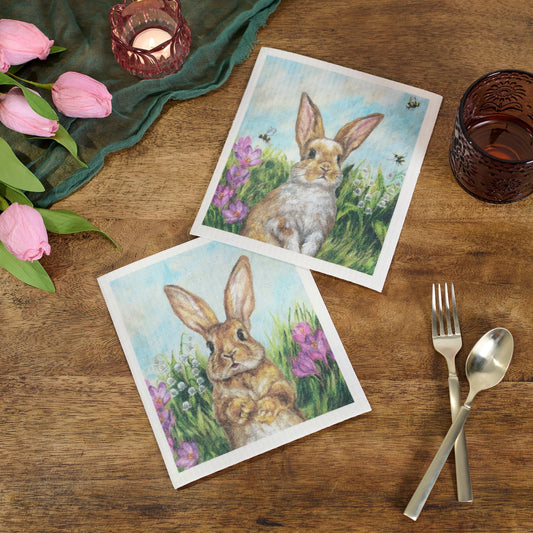 Primitives by Kathy Garden Bunnies Swedish Dishcloth Set