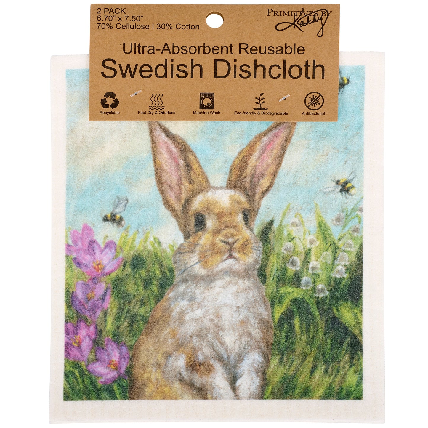 Primitives by Kathy Garden Bunnies Swedish Dishcloth Set