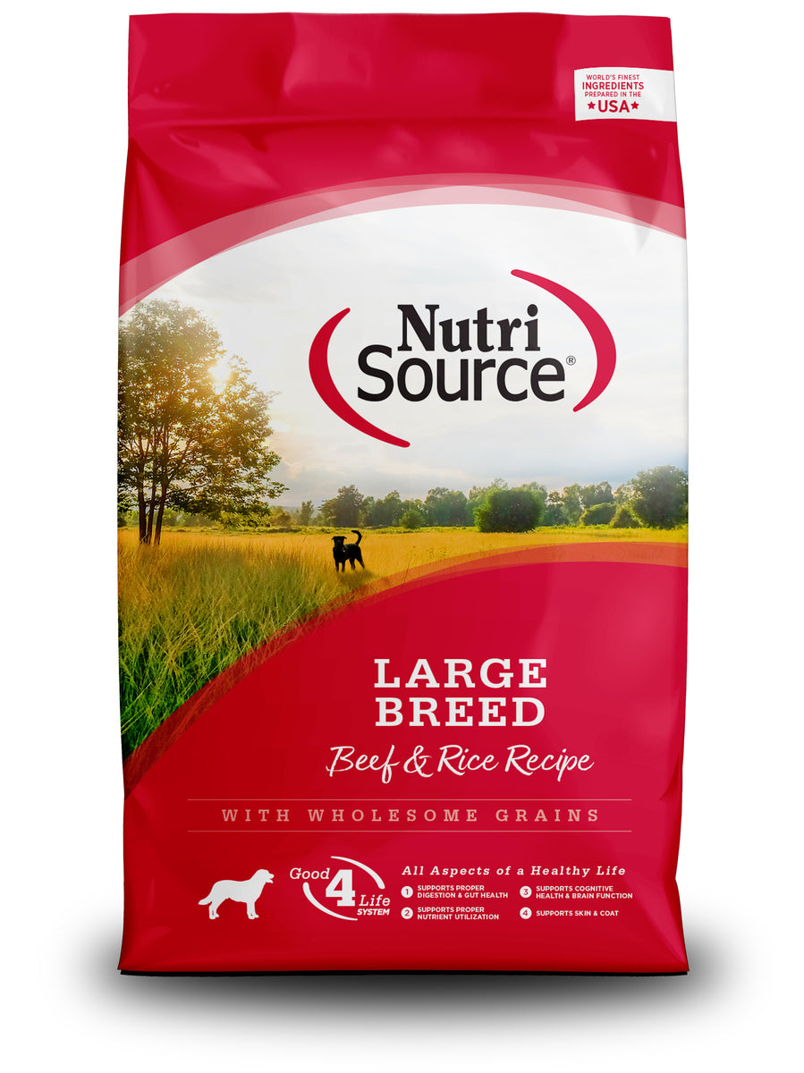 NutriSource Large Breed Made with Beef and Rice, Wholesome Grains Dog Food - 12LB
