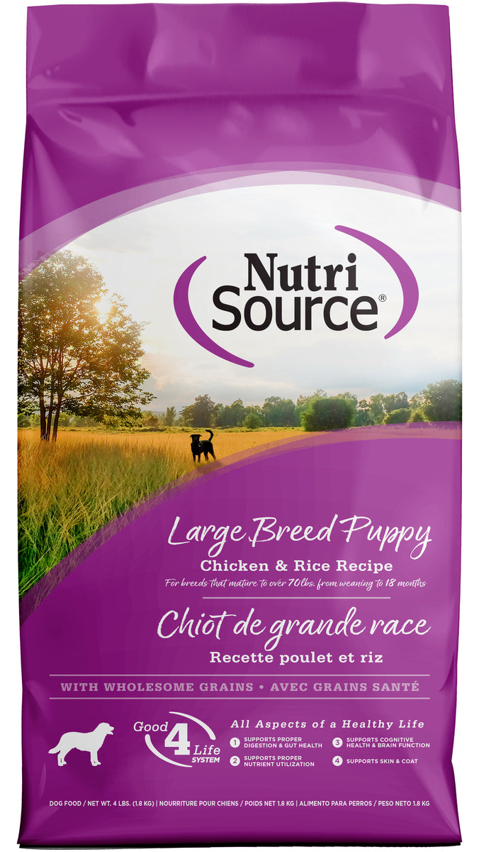 NutriSource Large Breed Puppy Chicken & Rice Recipe with Wholesome Grains Dry Dog Food - 4LB