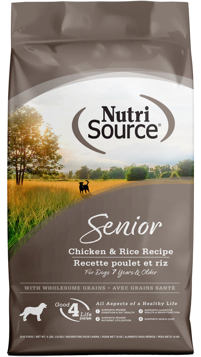 NutriSource Senior Chicken & Rice Recipe with Wholesome Grains Dog Food - 4LB