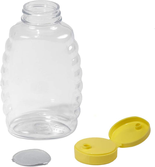 Miller Manufacturing Company Plastic Skep-Style Jar Honey Squeeze Bottle with Flip-top Lid - 16 oz- 12 Pack