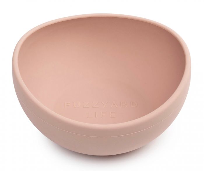 Fuzzyard Pet Silicone Dog Bowl, Non-Slip Bottom, Easy to Clean, Dishwasher Safe, Colorful Design - (Soft Blush, Medium)