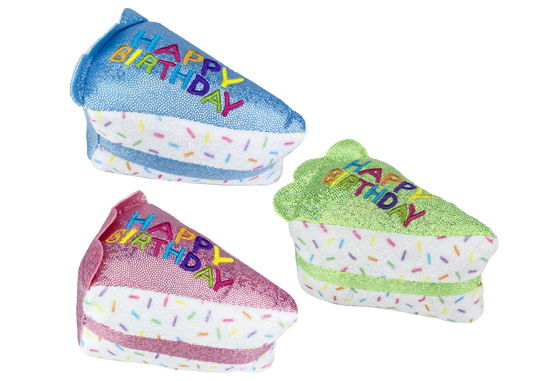 Multipet Birthday Cake Slice Cat Toy - Green 6"