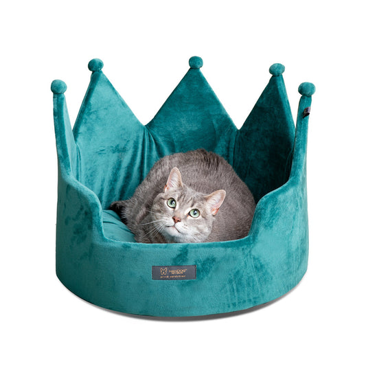 Nandog Pet Gear Prive Crown Bed Micro Plush Green - Large 18 In