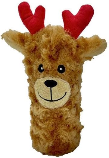 Pet Lou Christmas Squeaky Reindeer Bottle Dog Toy - 8"