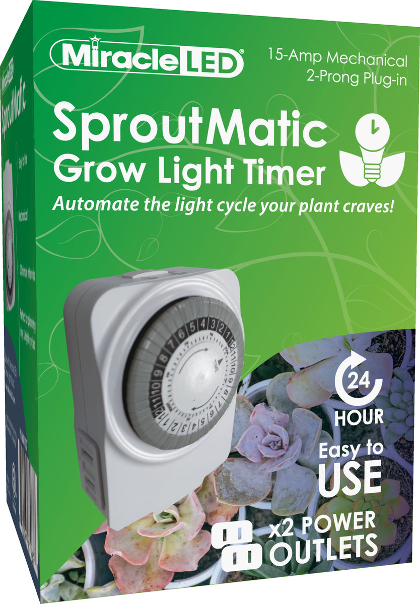 MiracleLED 2 Outlet White Sproutmatic Grow Light Timer 24 Hour On/Off