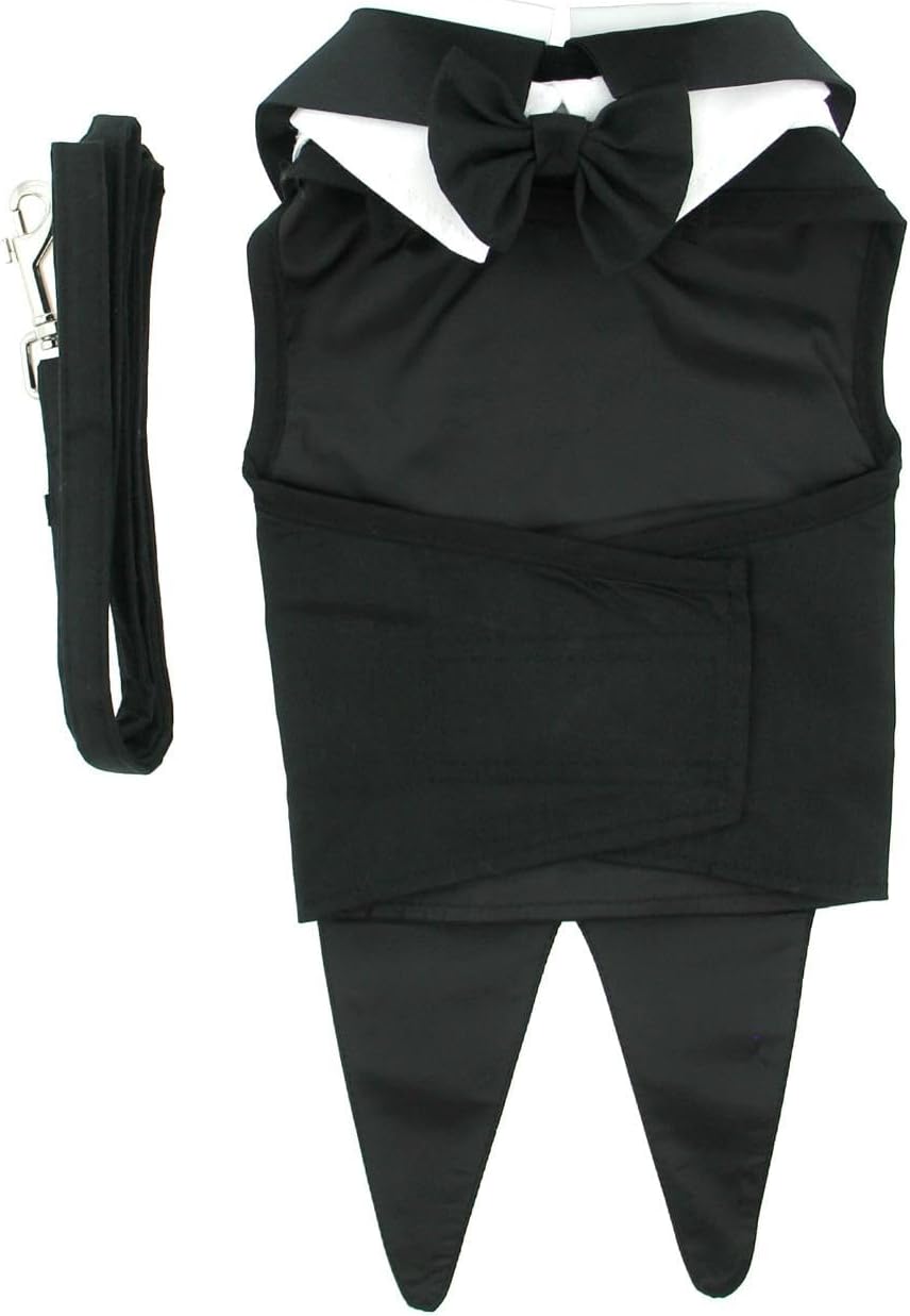 DOGGIE DESIGN Dog Tuxedo w/Formal Tails- Black, XXL (Chest 26-31")