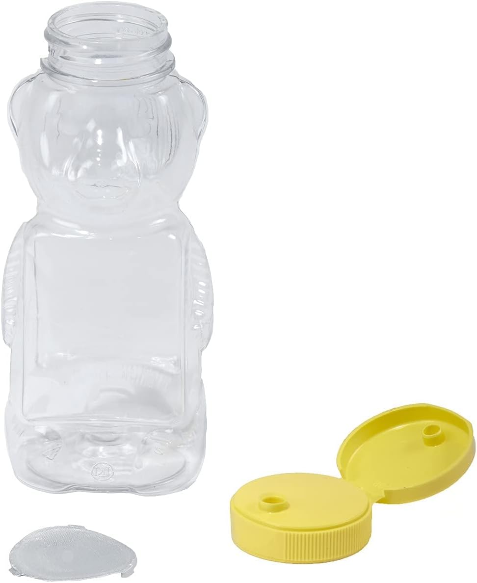 Miller Manufacturing Company Plastic Bear Bottle Honey Squeeze Bottle with Flip-top Lid - 12 oz- 12 Pack