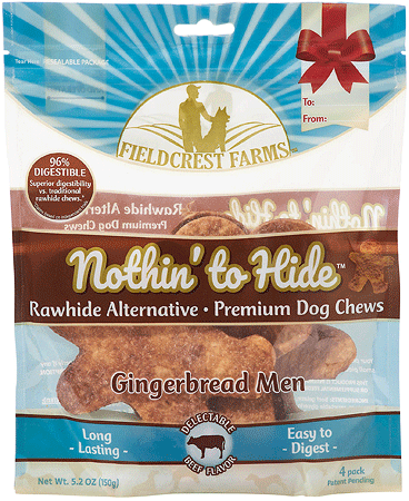 Fieldcrest Farms Nothin' to Hide Holiday Gingerbread Men Beef Flavor Chew Dog Treats, 5.2oz (Pack of 4)