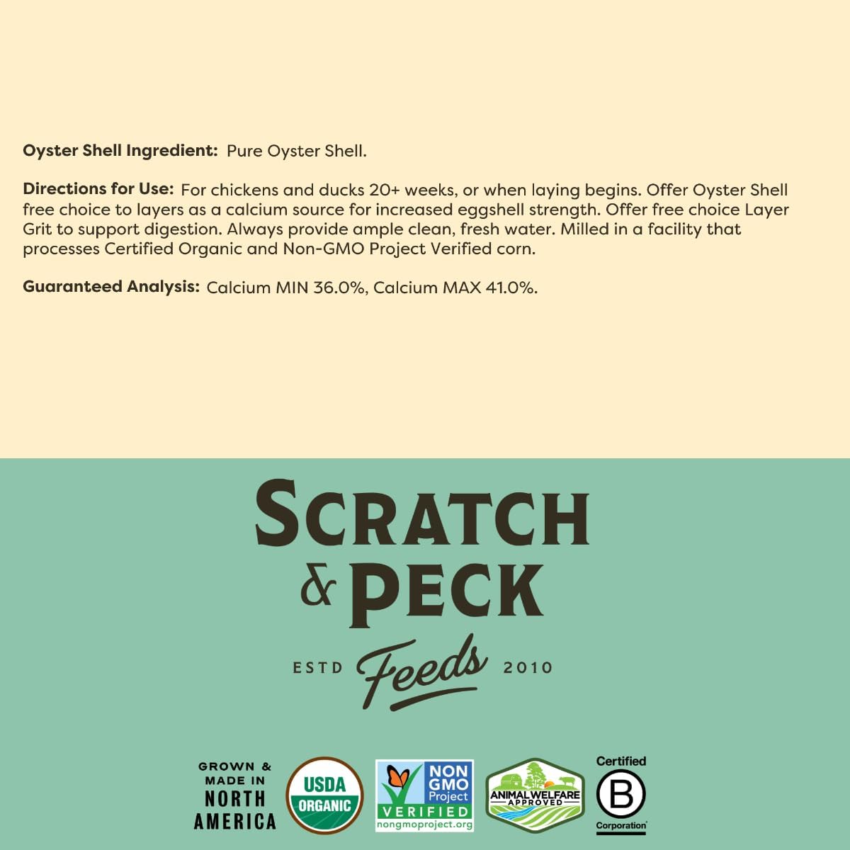 Scratch and Peck Feeds Cluckin Good Organic Ground Oyster Shell for Chickens and Ducks - 4 lbs