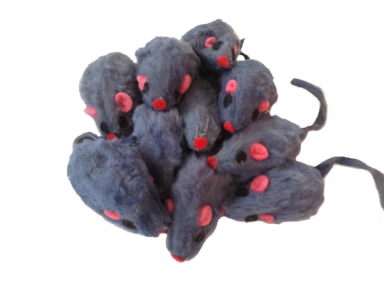 10 Realistic Gray Mice Cat Toys with Real Rabbit Fur by Zanies