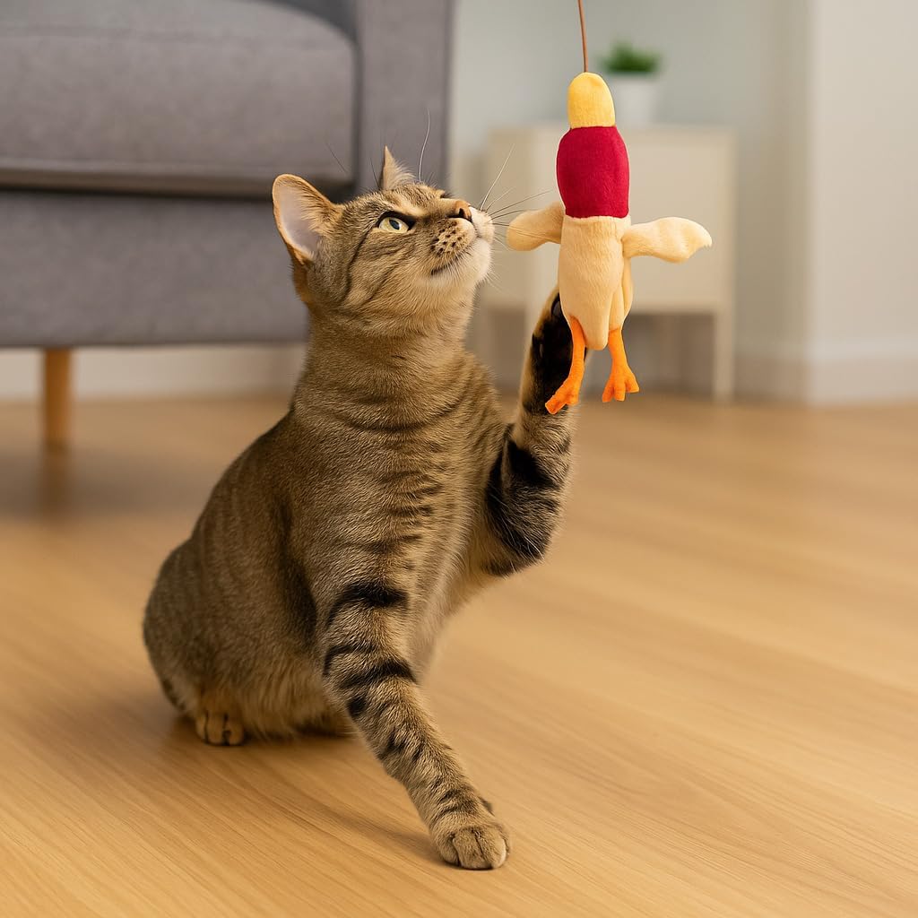 Ethical Pets Skinneeez Forest Friends Teaser Wand Cat Toy With Catnip - 13"