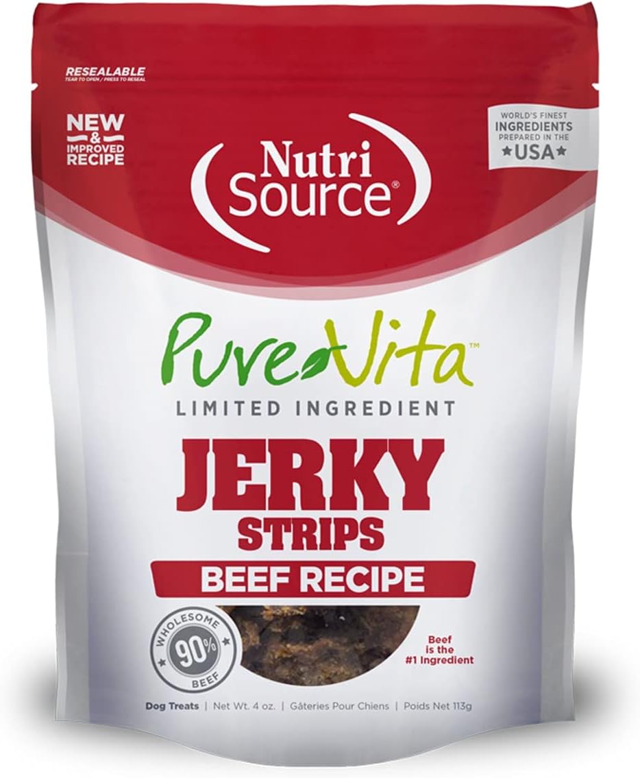 NutriSource PureVita Limited Ingredient Beef Jerky Dog Treats - 4 oz