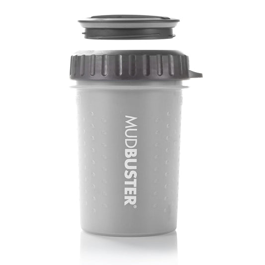 Dexas Lidded MudBuster Portable Dog Paw Cleaner - Medium with Lid (Light Gray) upc ends in 30888