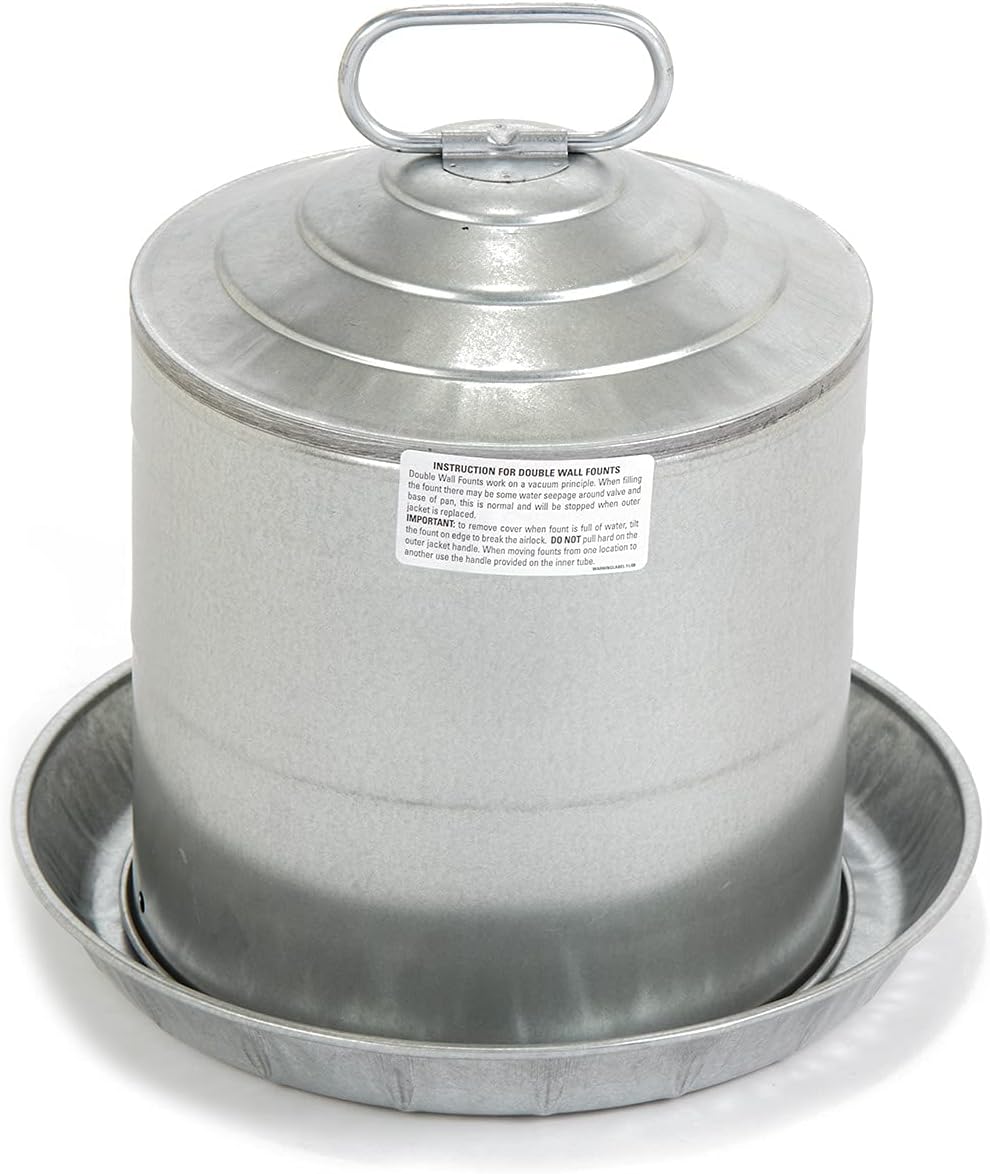 Little Giant 2 Gallon Steel Chick Galvanized Double Wall Fountain