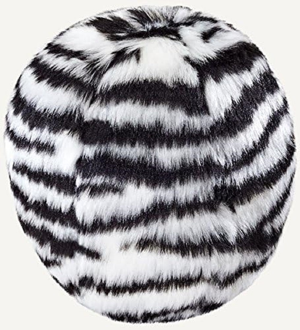 Fluff and Tuff Plush Toy Balls for Dogs, Medium 5.5-Inch (Zebra Ball)