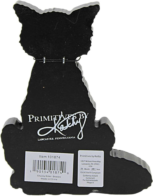 Primitives by Kathy Beware Black Cat Halloween Home Décor Chunky Sitter