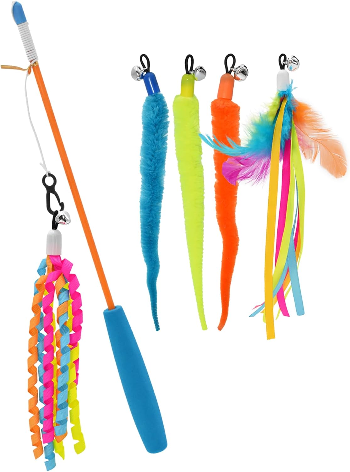 Multipet Cat Wand Teaser with 5 Unique attachments Cat Toy -15" Pack of 1