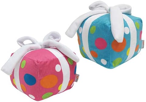 Birthday Present Plush Toy with Hidden Squeaker (6") - Blue