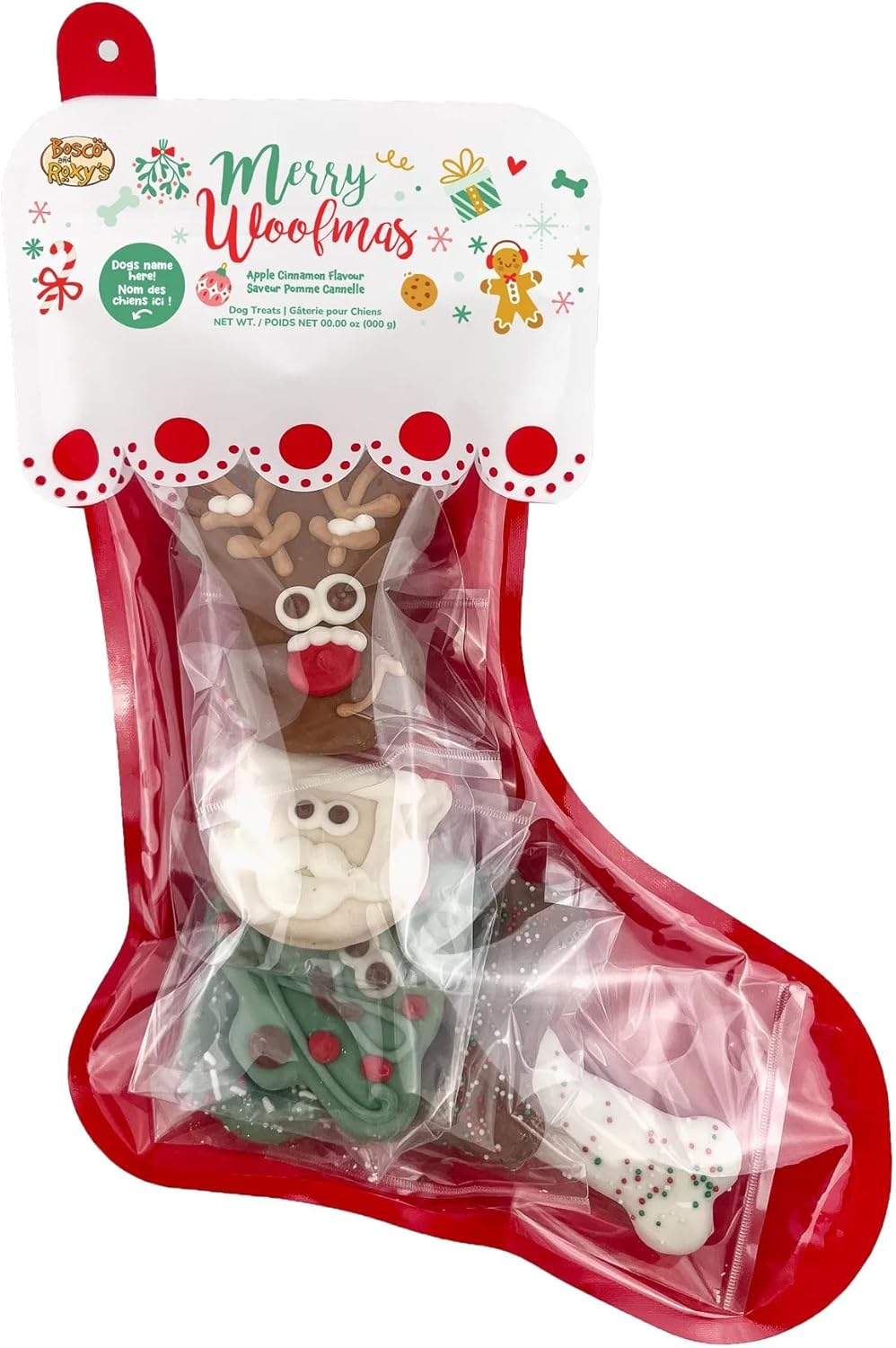 Midlee Christmas Dog Treats Filled Stocking- Pre- Made Christmas Pet Gift