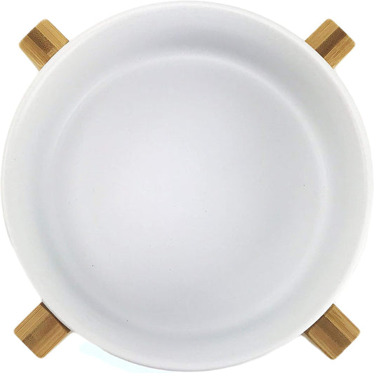 Midlee Modern Raised Pet Bowl on Stand (Single, White - Small)
