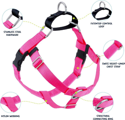2 Hounds Design Freedom No Pull Dog Harness | Comfortable Control for Easy Walking | Adjustable Dog Harness | Small, Medium & Large Dogs | Made in USA | Solid Colors | 1" MD Hot Pink