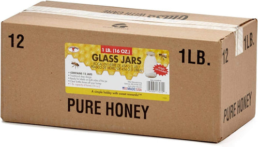 Miller Manufacturing Company Glass Bottle Skep Honey Jar - 16 Ounce- 12 Pack