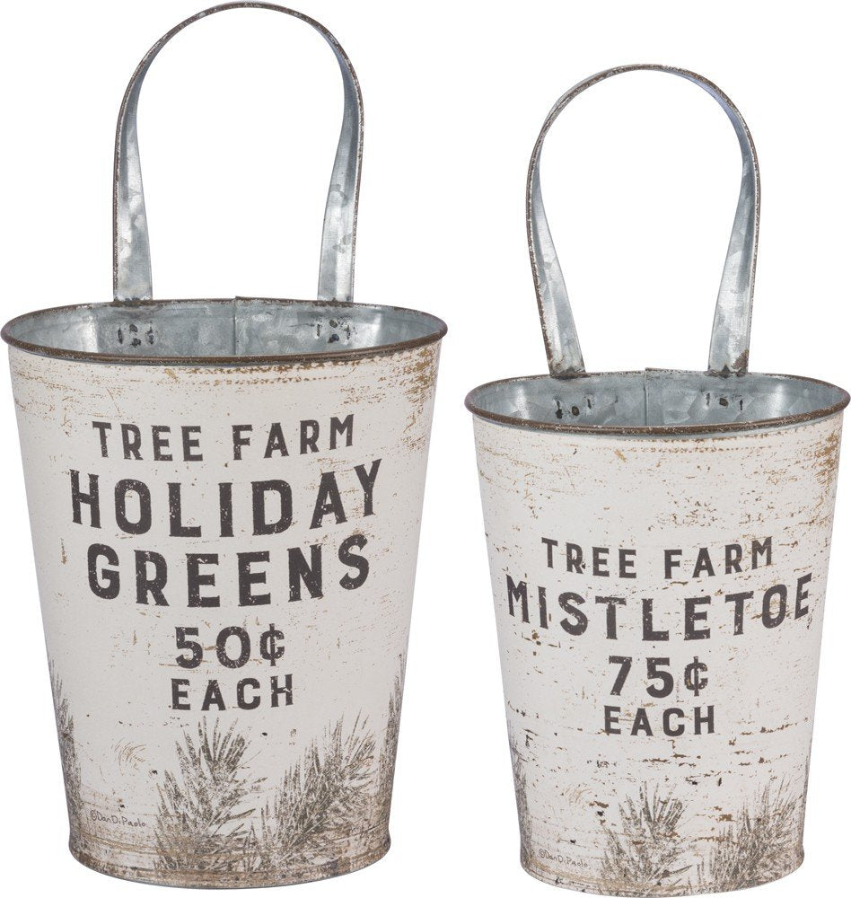 Primitives by Kathy Wall Buckets - Tree Farm Holiday Greens