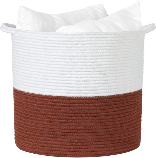 Midlee Rust & White Rope Toys Basket