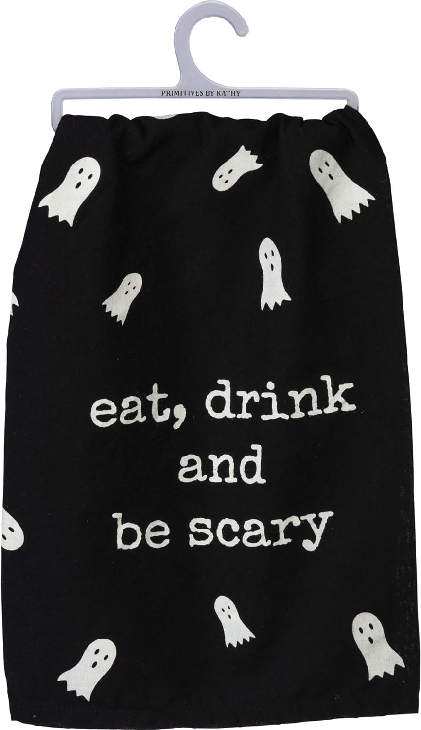 Primitives by Kathy Halloween Themed Kitchen Dish Towel Bundle Set of 2- Witch Switch & Eat Drink Be Scary