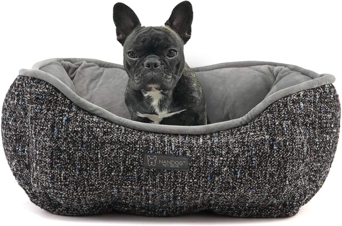 Nandog Pet Gear Reversible Luxury Micro Plush Dog Knit Bed - Dark Gray (25 X 21in)