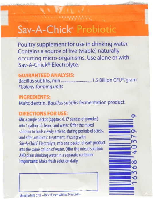 Sav-A-Chick Probiotic Digestive Supplement (Strip of 3) - 0.17 oz packets