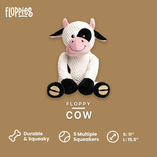 Fabdog Floppies Squeaky Cow Plush Dog Toys - Small