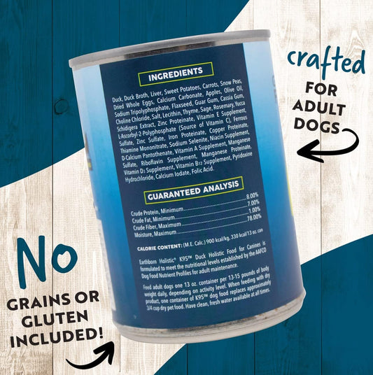 Earthborn Holistic K95 Duck Recipe Grain-Free Canned Moist Dog Food (13 oz) Pack of 12