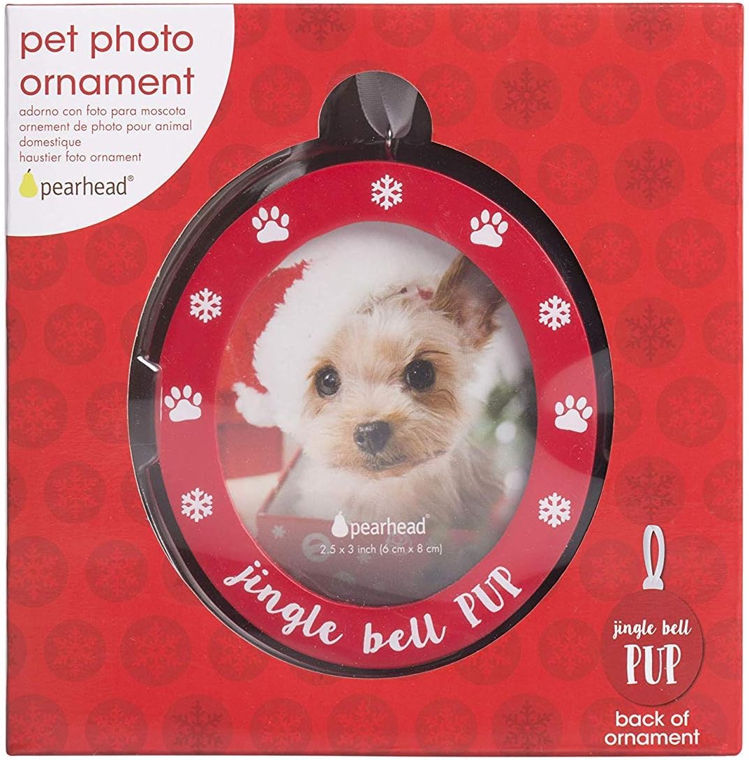 Jingle Bell Pup Photo Ornament- Set of 2