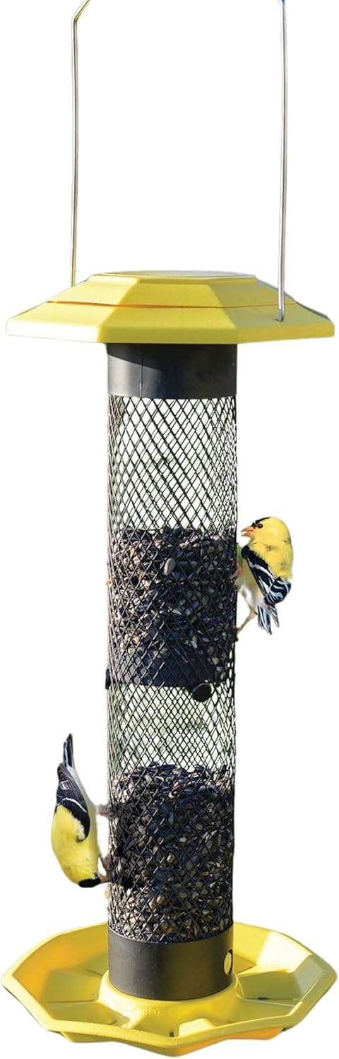 Nature's Way Yellow / Black Funnel Flip Mesh Finch Thistle Bird Feeder - 1.5 Quart