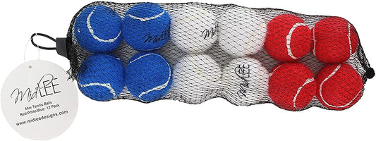 Midlee Red White & Blue Mini Dog Tennis Balls- Set of 12- 4th of July